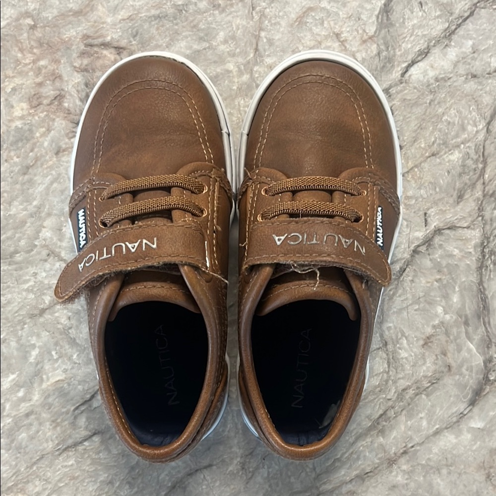 Nautica Brown Velcro Sneakers with White Soles